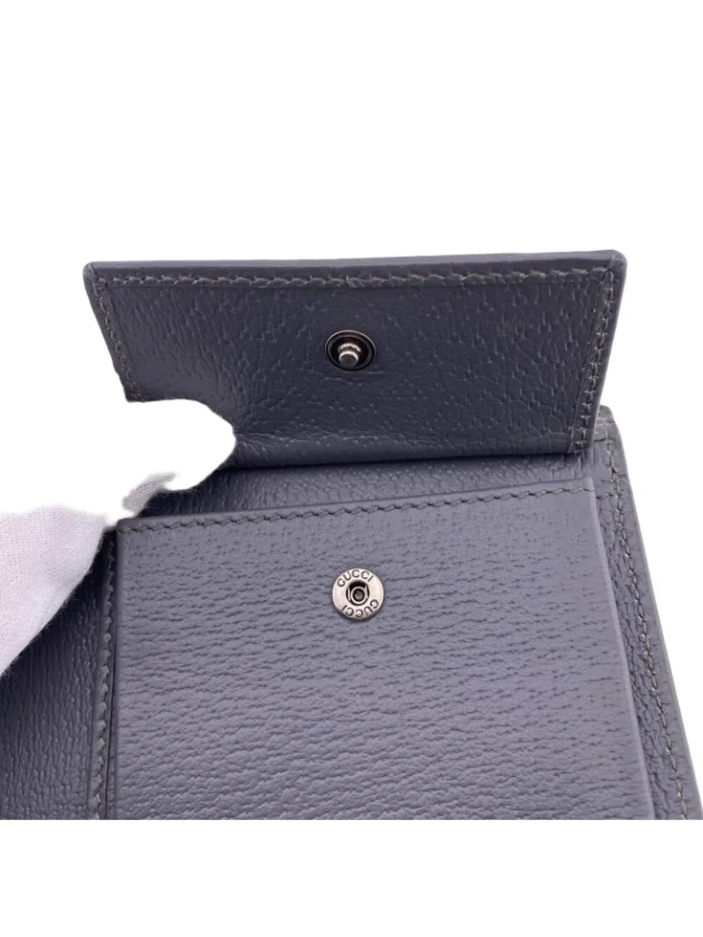 Gucci GG Coin Wallet Supreme Bifold Compact Gray Canvas
